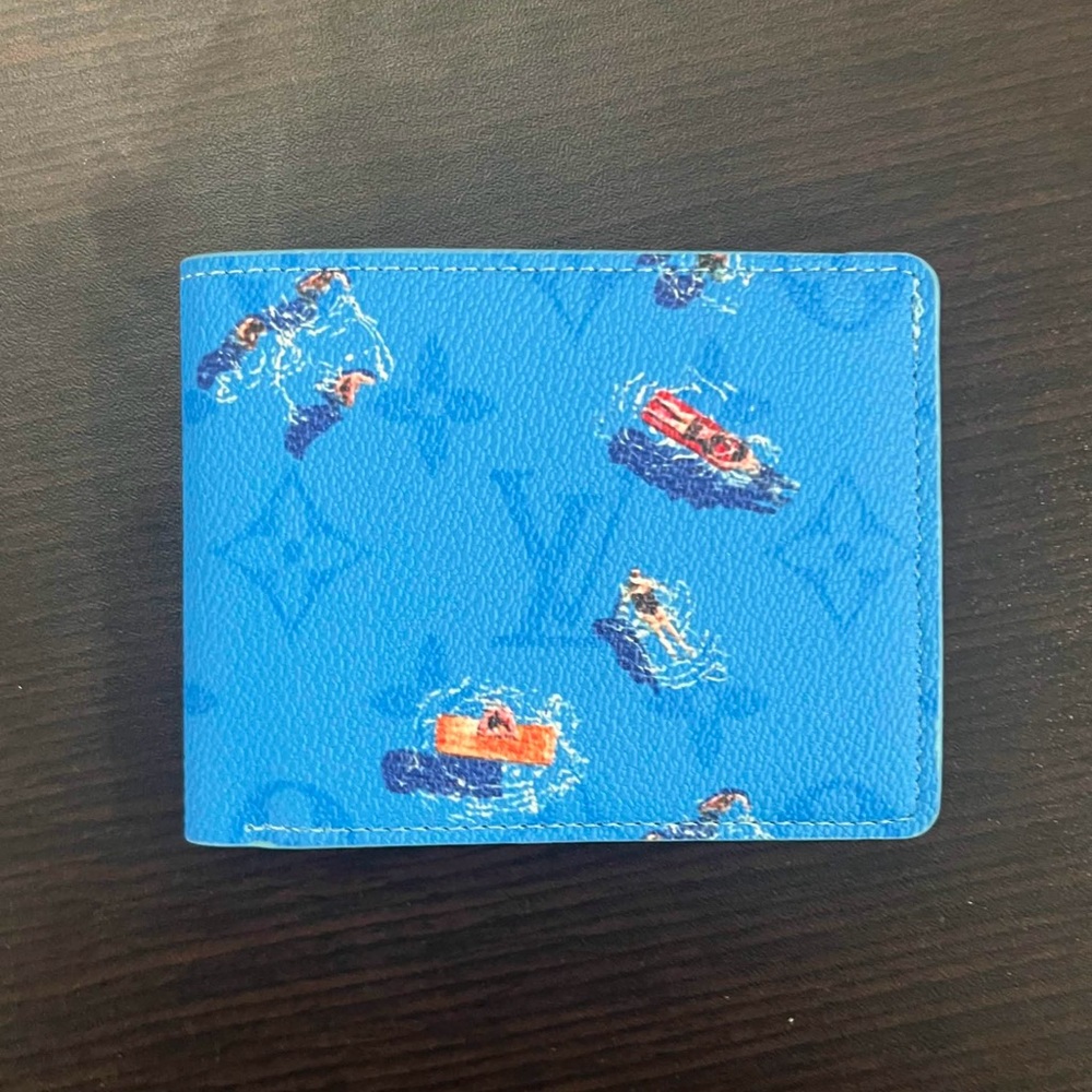 LV Seasonal Blue Swimming Bifold Wallet